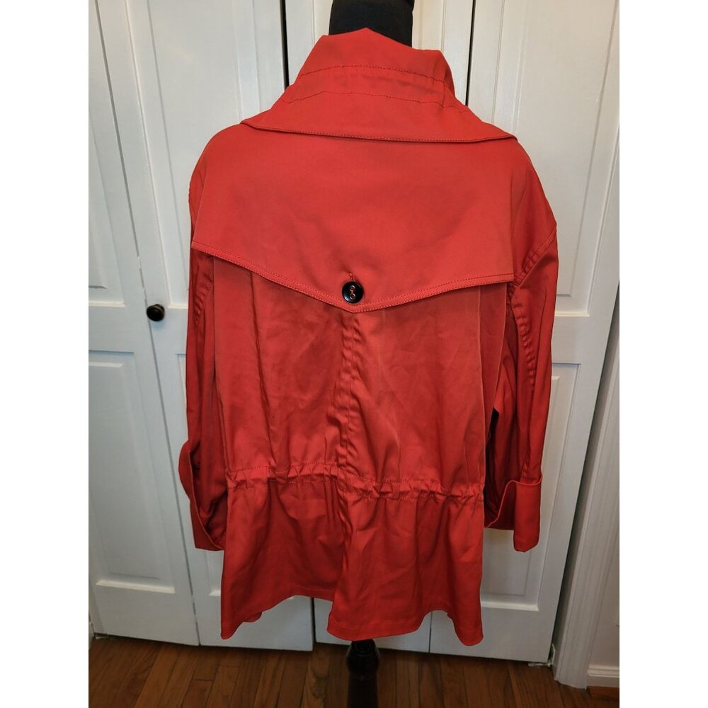 Ruby Rd Bright Coral Anorak Jacket 22 Drawstring Spring Lightweight Preppy - Picture 2 of 13